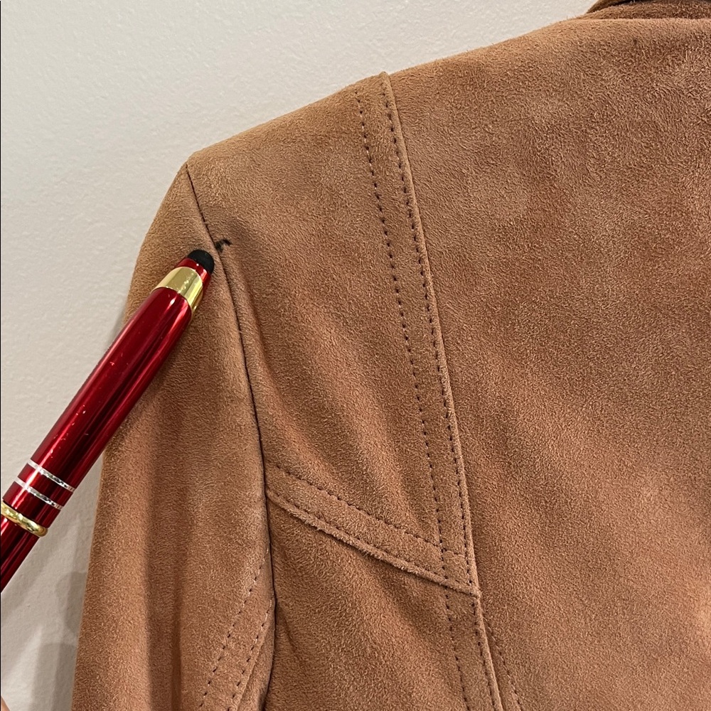 Genuine Leather White House Black Market Camel Suede Moto Jacket, Size XS - Picture 7 of 16